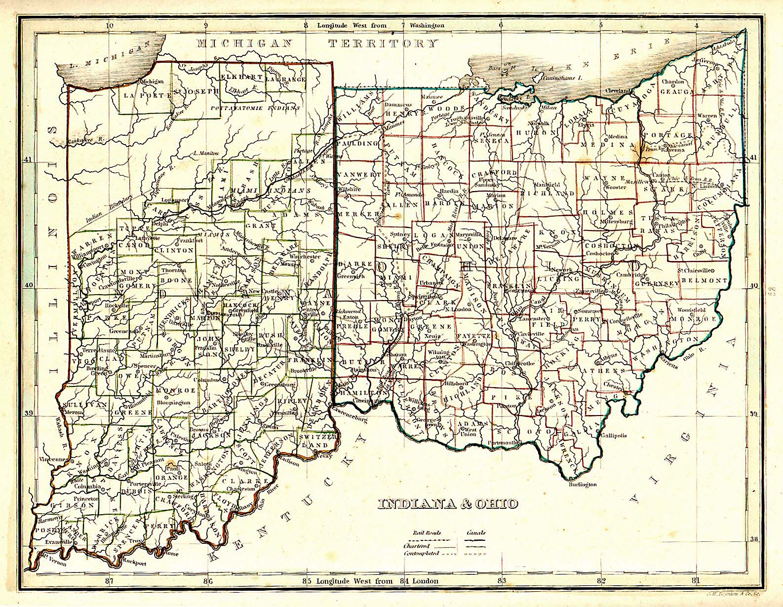 Map Of Ohio Counties In 1850 Raymond D. Shasteen - Genealogy - Historical Maps — Ohio
